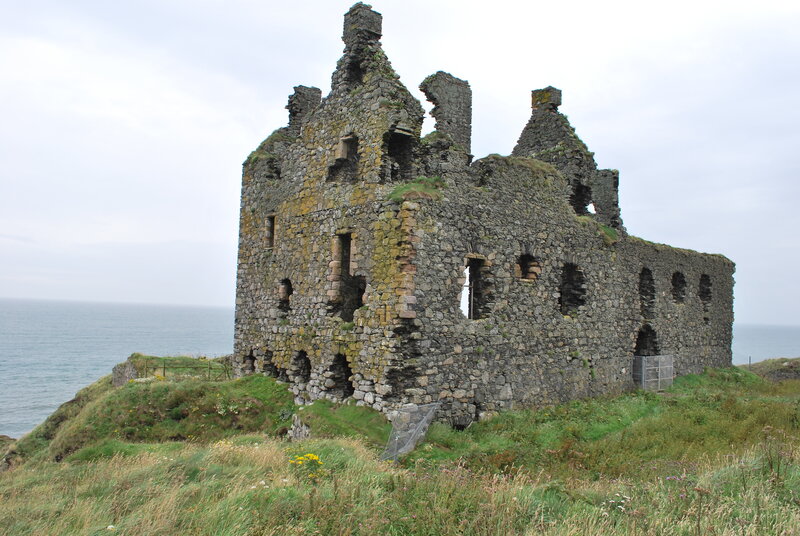 Ruined Stone Castle — Gray, Dramatic, Photograph, Ocean
