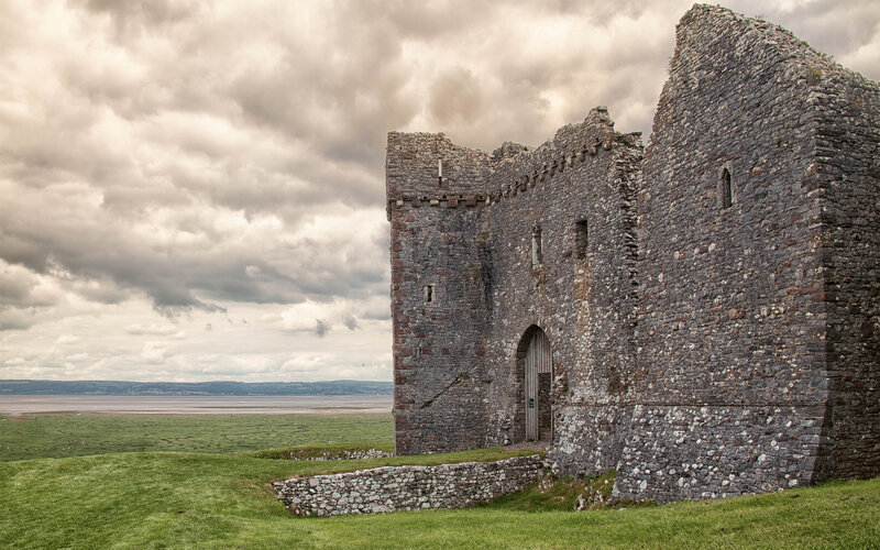 Ruined Stone Castle — Gray, Dramatic, Photograph