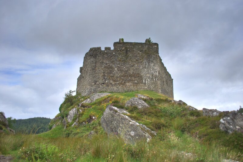 Ruined Stone Castle — Green, Dramatic, Afternoon, Photograph, Hill