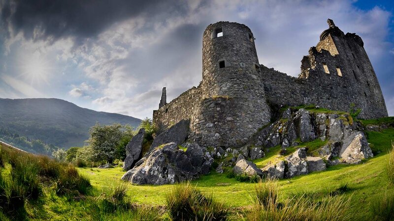 Ruined Stone Castle — Green, Dramatic, Afternoon, Photograph