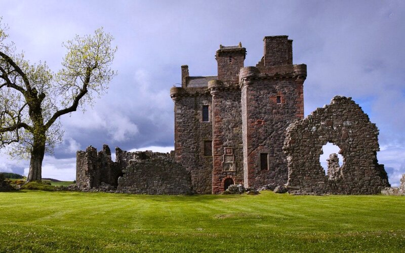 Ruined Stone Castle — Green, Dramatic, Spring