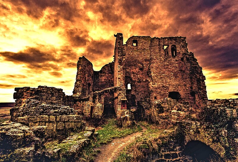 Ruined Stone Castle — Orange, Dramatic