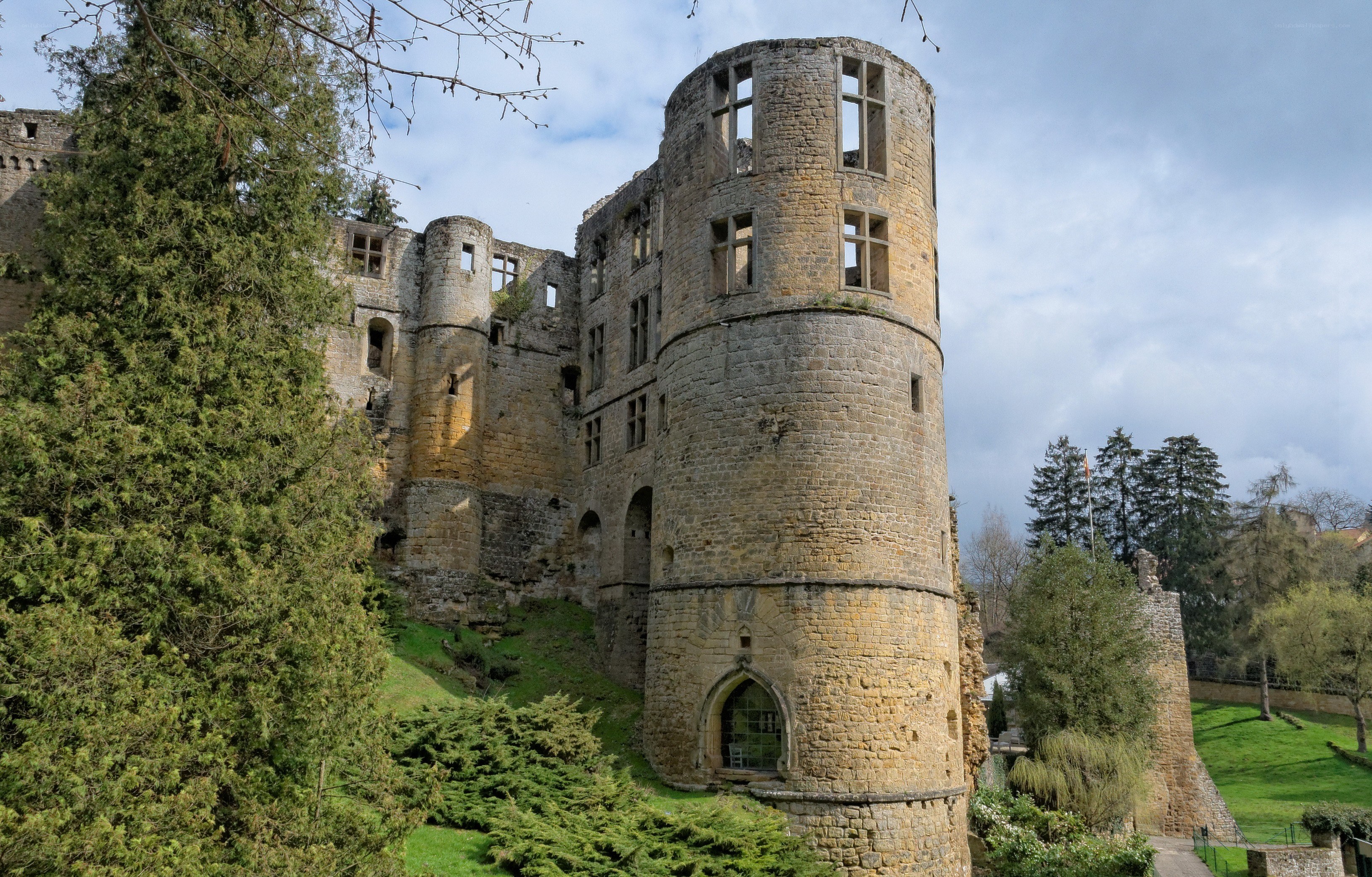 ruined stone castle tower