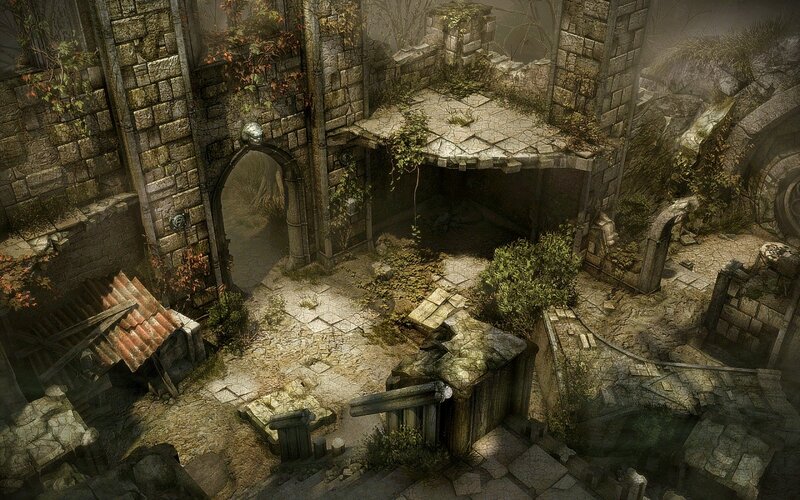 Ruined Stone Courtyard — Gray