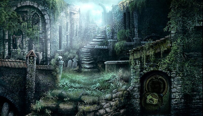 Ruined Stone Courtyard — Green