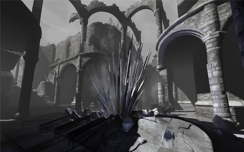 ruined stone courtyard