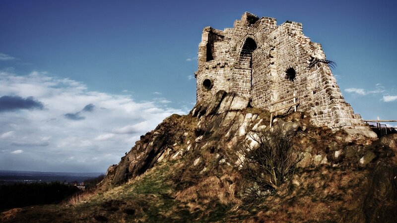 Ruined Stone Tower — Blue, Dramatic
