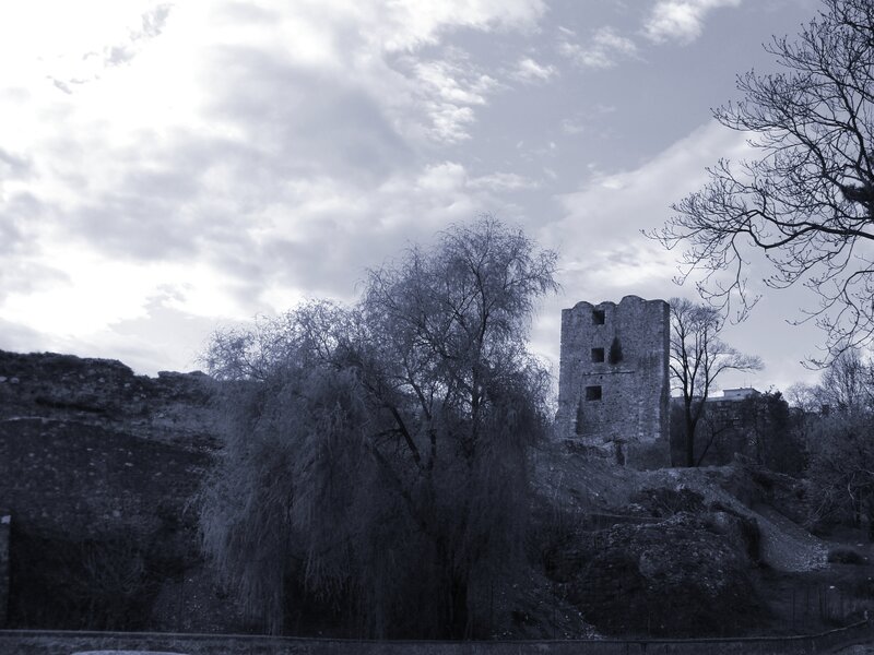 Ruined Stone Tower — Blue, Somber