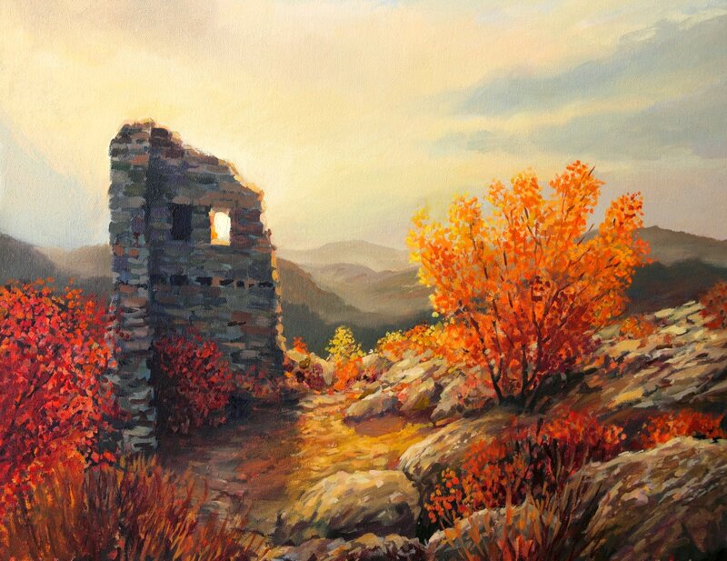 Ruined Stone Tower — Orange, Serene