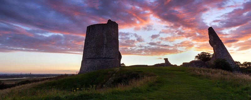 Ruined Stone Tower — Purple, Dramatic, Sunset, Photograph