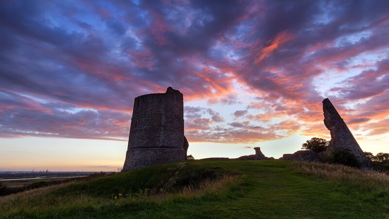 Ruined Stone Tower — Purple, Dramatic