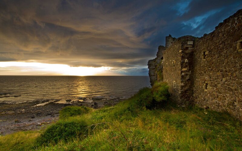 Ruined Stone Wall by Sea — Green