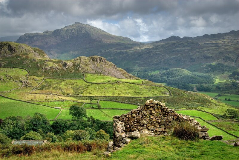 Ruined Stone Wall — Green, Dramatic