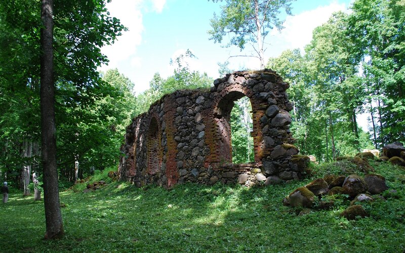 Ruined Stone Wall — Green, Serene, Afternoon