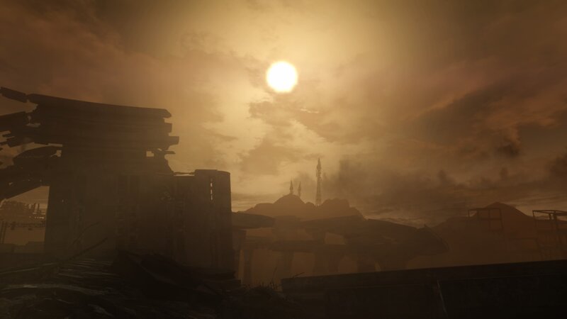 Ruined Structures at Sunset