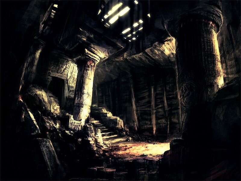 Ruined Temple Interior — Black