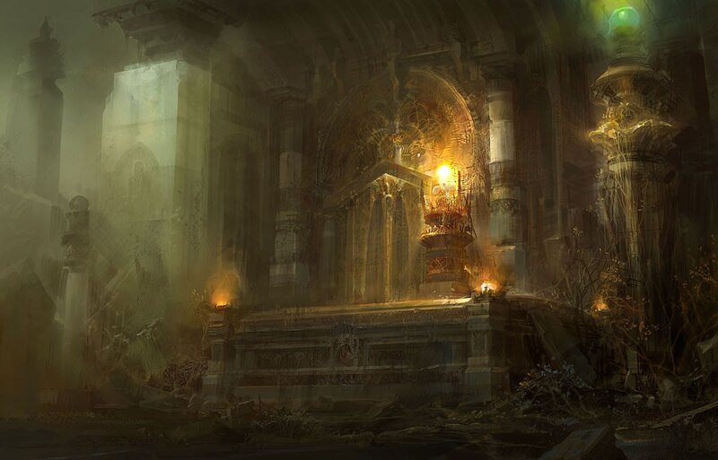 Ruined Temple Interior — Brown