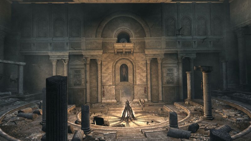 Ruined Temple Interior — Gray, Dark, Somber