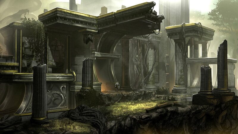 Ruined Temple Structure — Gray