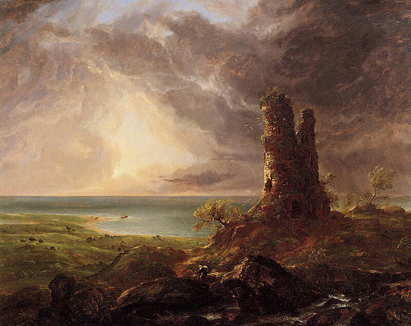 Ruined Tower by Sea — Brown