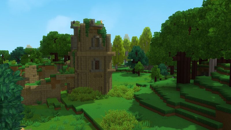Ruined Tower in Forest — Green, Serene
