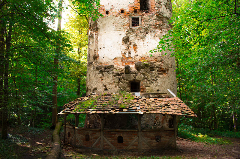 Ruined Tower in Forest — Green