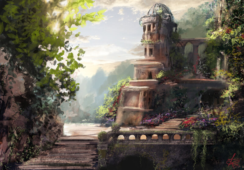 Ruined Tower in Garden