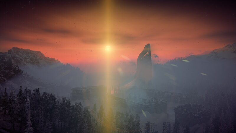 Ruined Tower in Snow — Orange