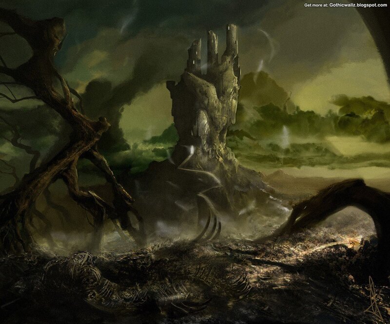 Ruined Tower in Wasteland — Green