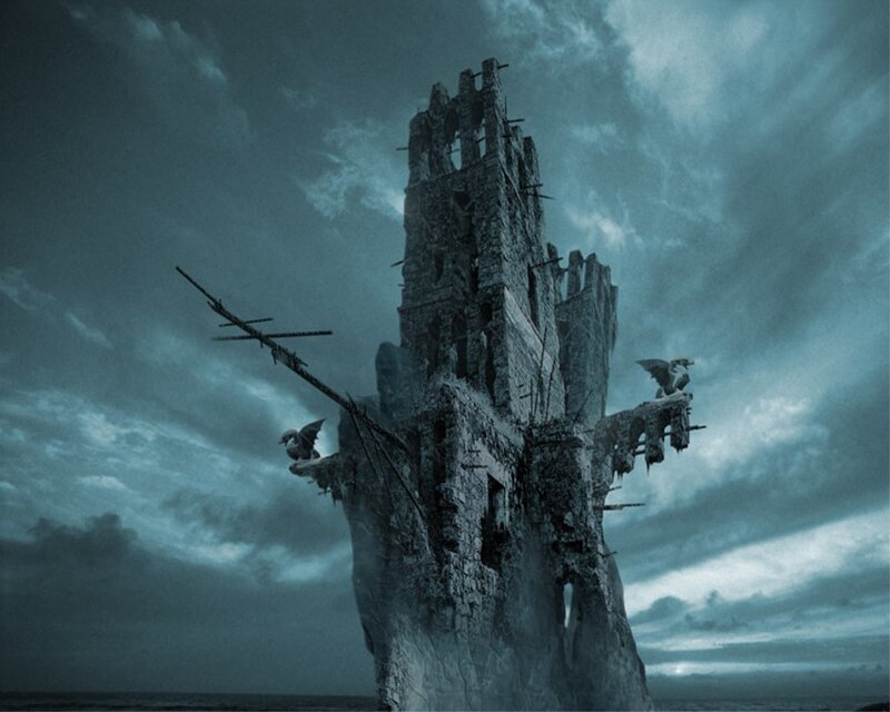 ruined tower on a cliff