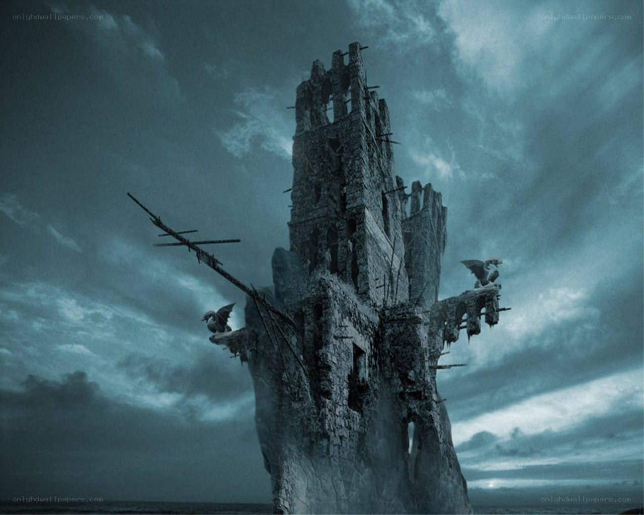 ruined tower on a cliff