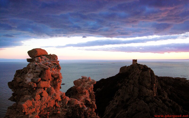 Ruined Tower on Cliff — Purple