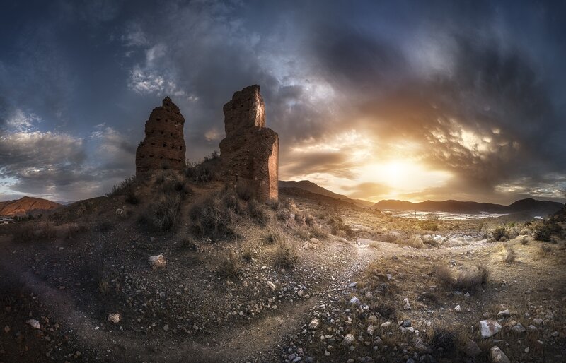 Ruined Towers at Sunset