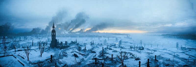 Ruined Town in Snow