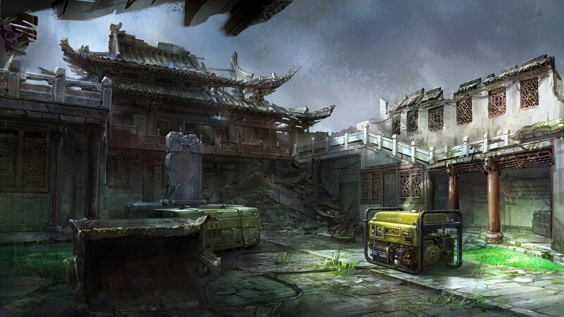 Ruined traditional courtyard