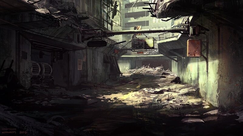 ruined urban alleyway