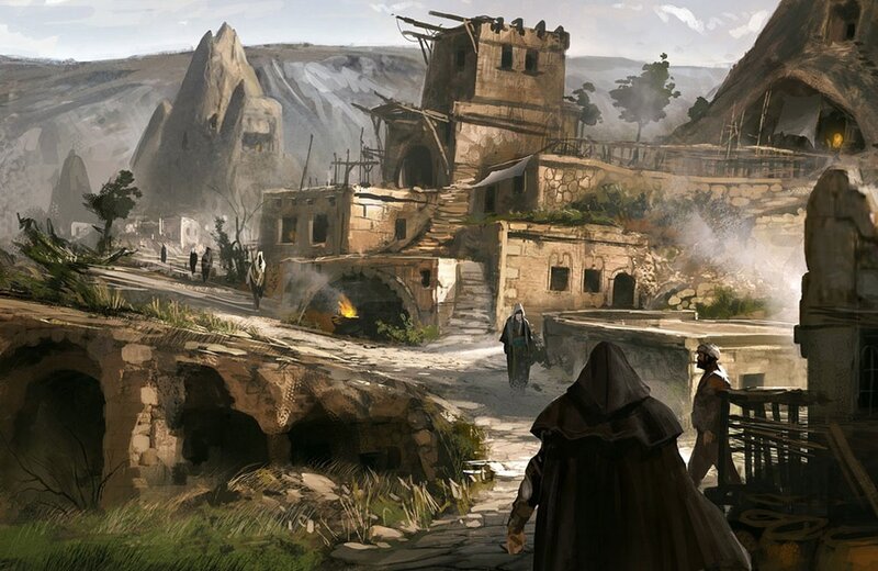 Ruined village in mountainous region