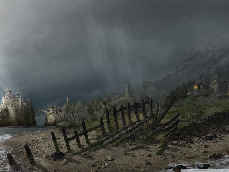 Ruined Village in Storm