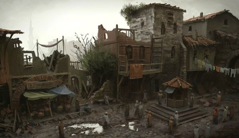 Ruined village marketplace