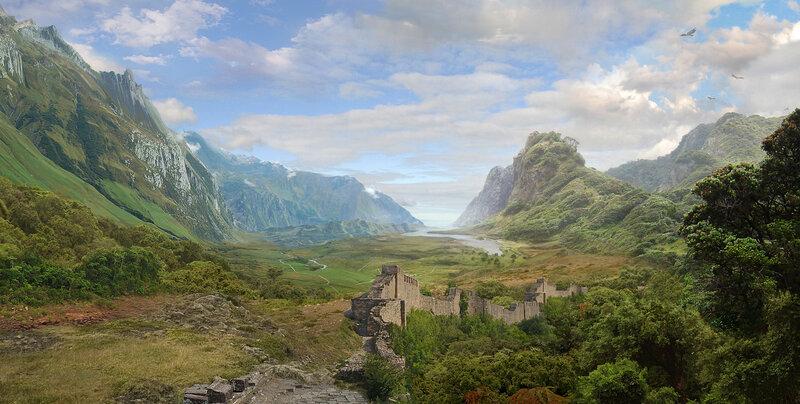 Ruined Wall in Valley