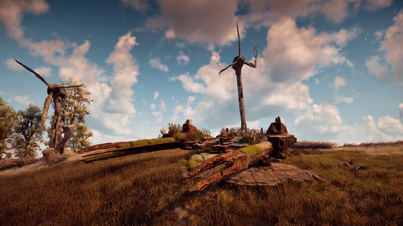 Ruined Windmills in Field