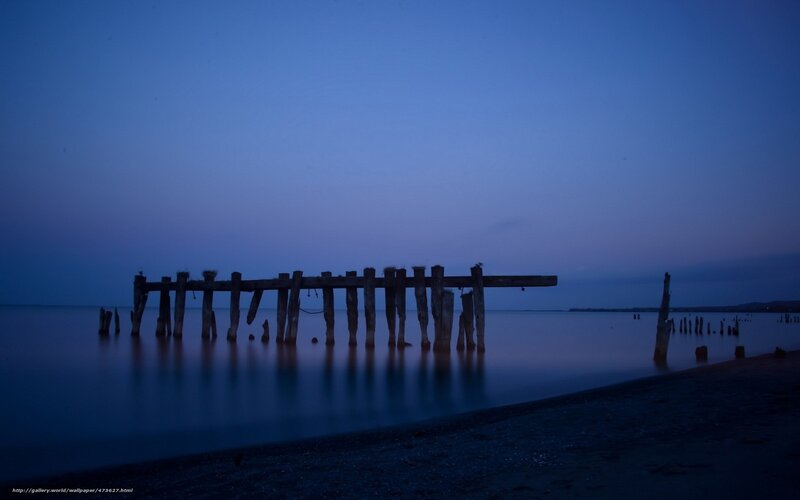 Ruined Wooden Pier — Blue, Serene