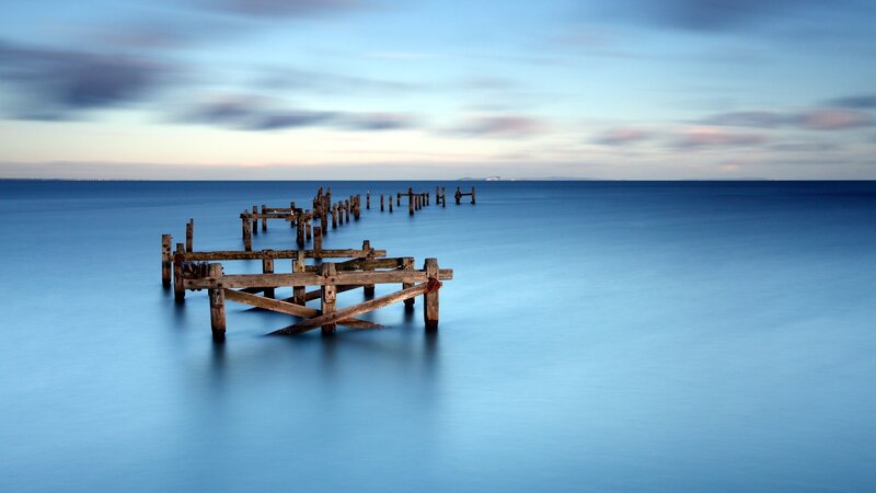 Ruined Wooden Pier — Blue