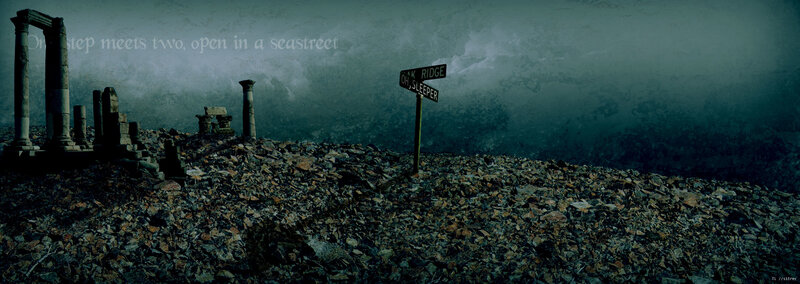 ruins and street sign