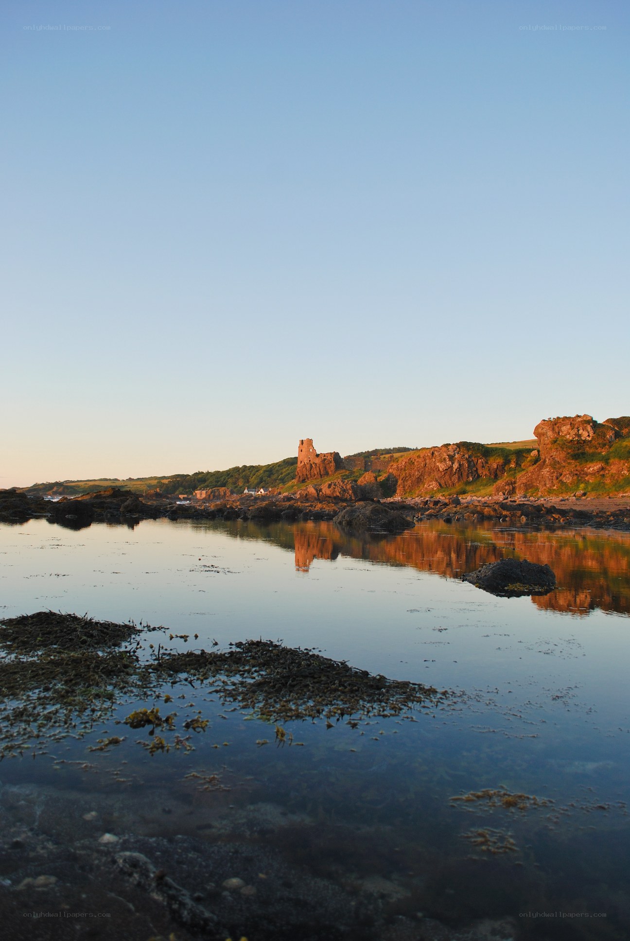 ruins at coastal sunset