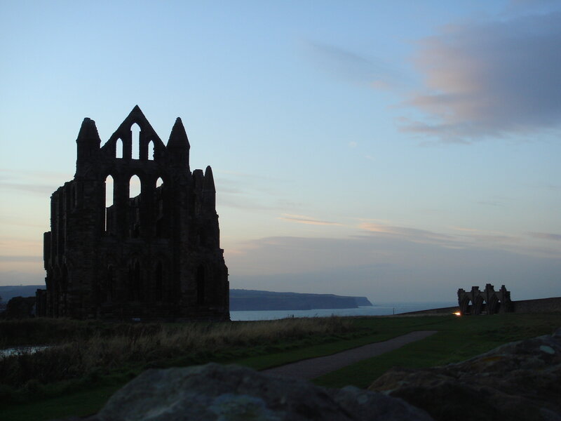 ruins at dawn by the sea
