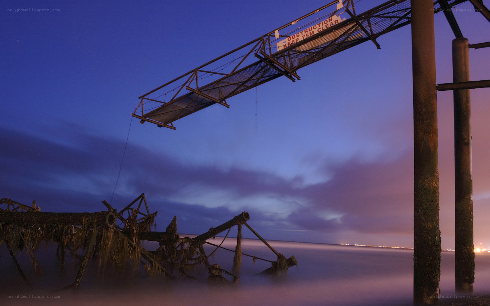 Ruins at dusk by the sea