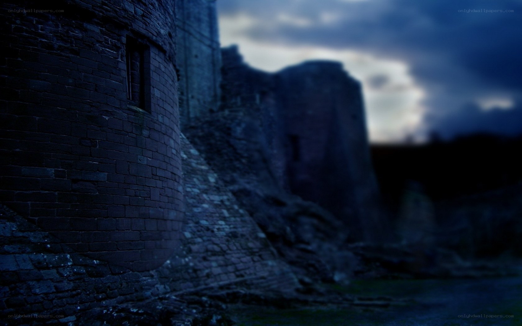 ruins at dusk