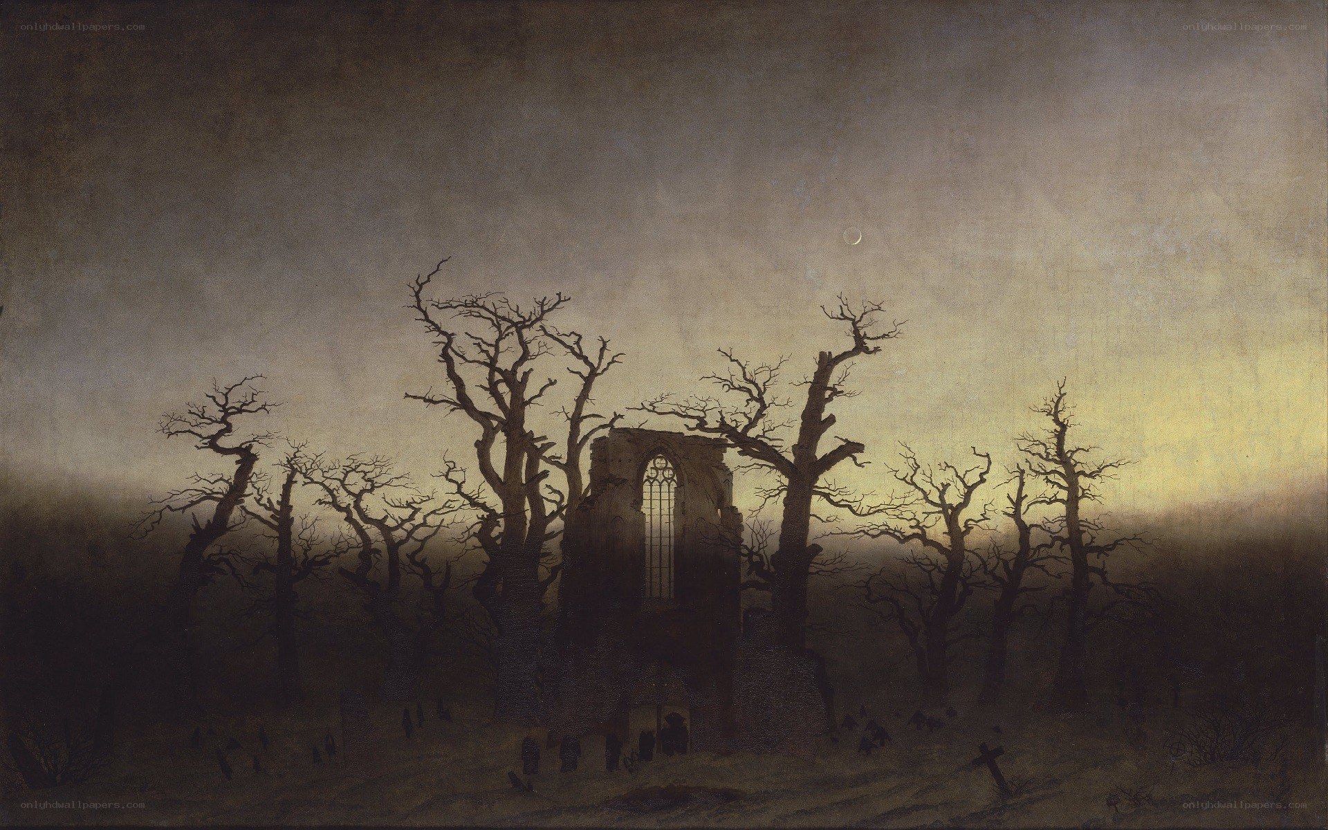 Ruins at Night with Moon