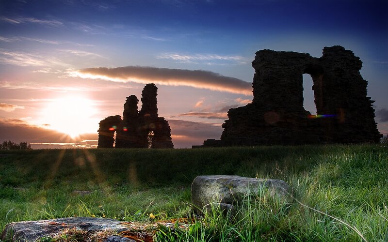Ruins at Sunset — Blue, Dramatic, Photograph